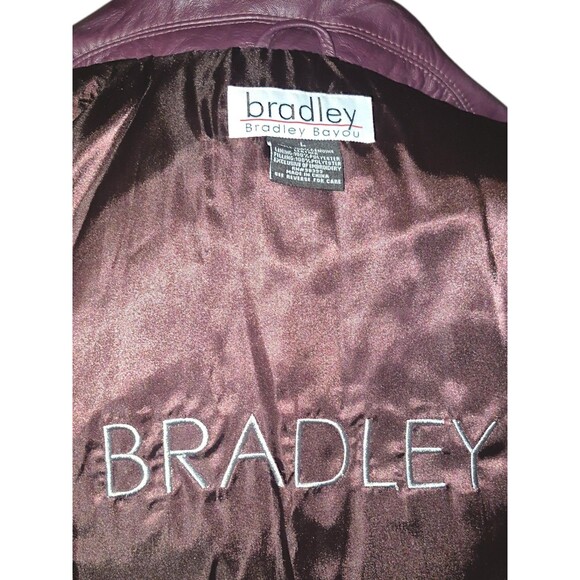 Bradley Bayou Moto Jacket Purple Leather Quilt Design Zip Pockets Lined Size L - Picture 6 of 8